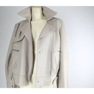 TRUTH & PRIDE Gray Leather Short Biker Jacket Size M